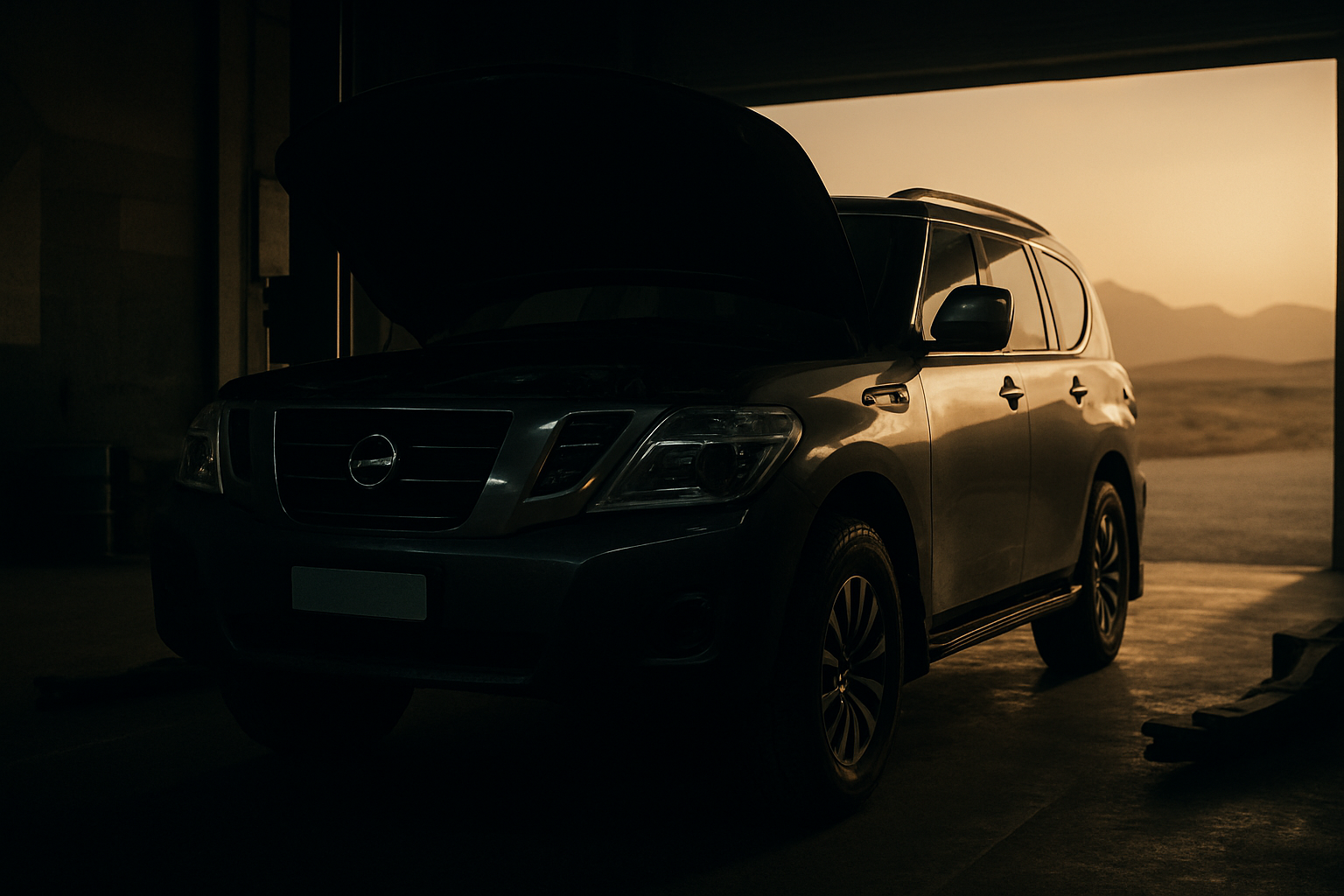 Illustration for this article: a large SUV in a workshop or desert setting. Not a photograph of a customer's vehicle.